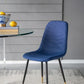 A&B Home Fausta 17" x 35" Set of Four Bundle of 8 Blue Dining Chairs With Sleek Black Metallic Legs