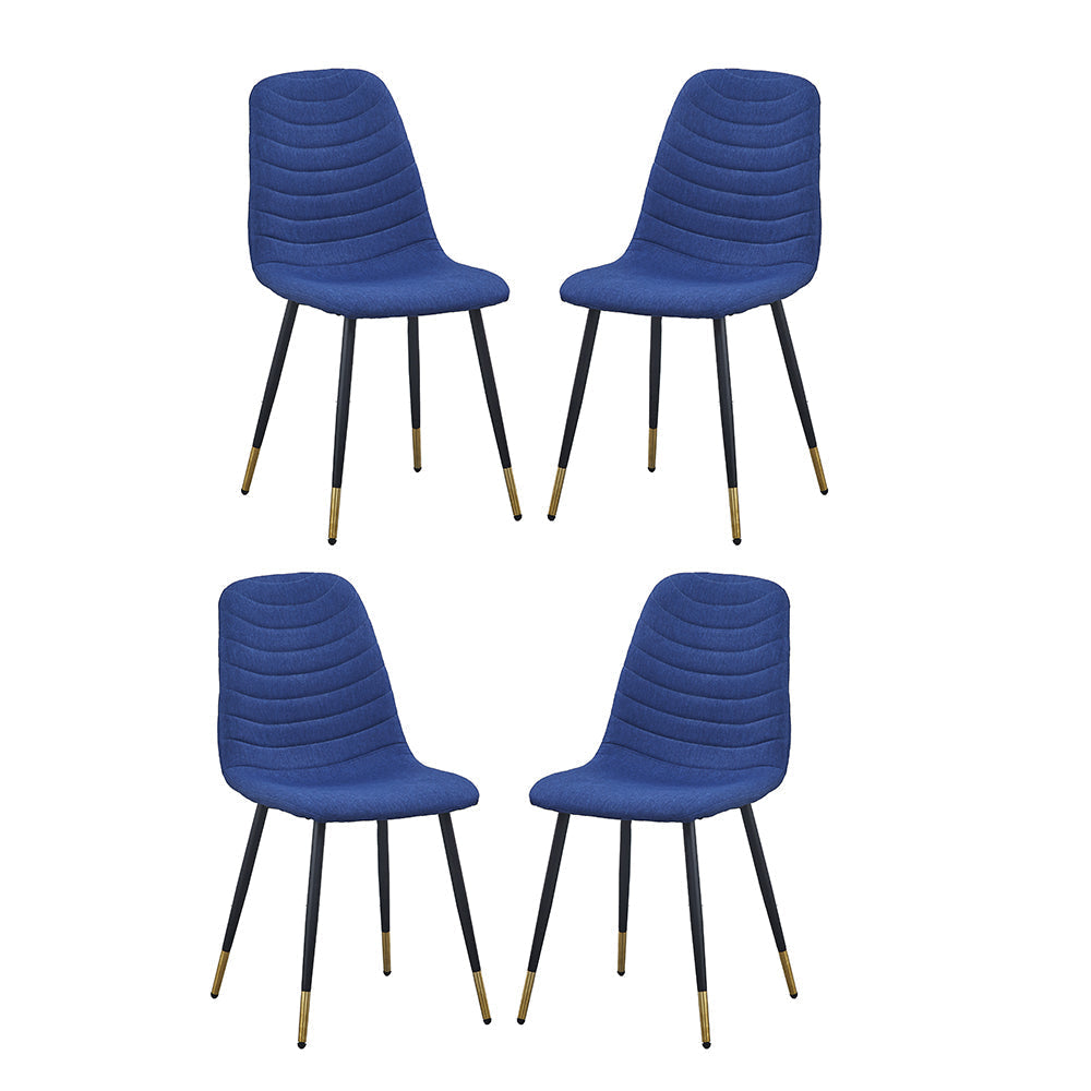 A&B Home Fausta 17" x 35" Set of Four Bundle of 8 Blue Dining Chairs With Sleek Black Metallic Legs