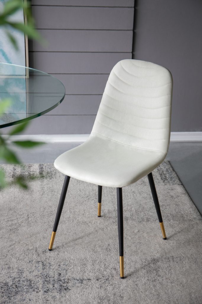 A&B Home Fausta 17" x 35" Set of Four Bundle of 8 White Dining Chairs With Sleek Black Metallic Legs