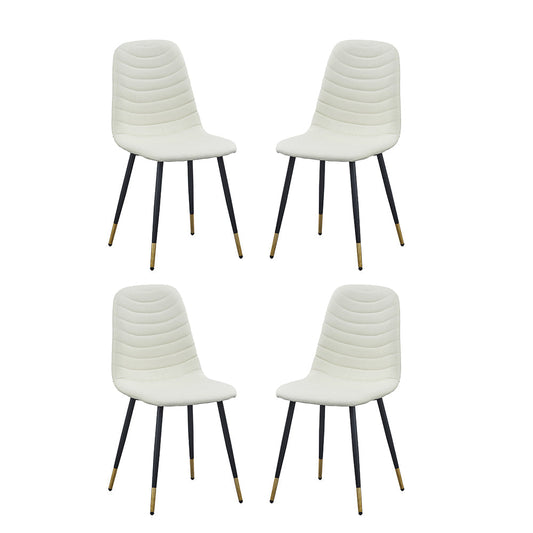 A&B Home Fausta 17" x 35" Set of Four Bundle of 8 White Dining Chairs With Sleek Black Metallic Legs