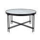 A&B Home Fernando 32" x 18" Bundle of 7 Round Black Metal Frame Mirrored Coffee Table