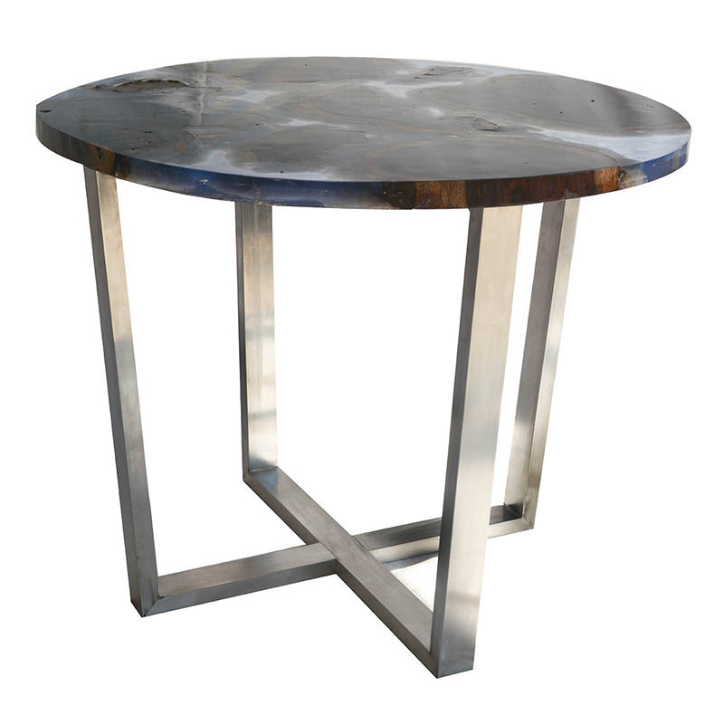 A&B Home Gales Palisander 36" x 30" Bundle of 4 Round Marble Tabletop With Stainless Steel Legs Dining Table