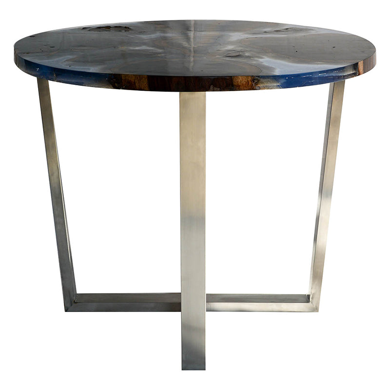 A&B Home Gales Palisander 36" x 30" Bundle of 4 Round Marble Tabletop With Stainless Steel Legs Dining Table