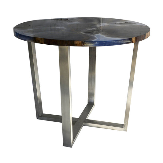 A&B Home Gales Palisander 36" x 30" Bundle of 4 Round Marble Tabletop With Stainless Steel Legs Dining Table