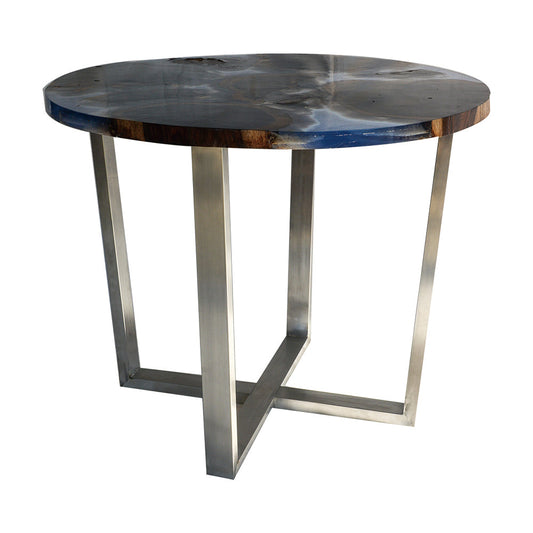 A&B Home Gales Palisander 59" x 30" Bundle of 3 Round Marble Tabletop With Stainless Steel Legs Dining Table