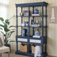 A&B Home Gerald 51" x 82" Bundle of 3 Rectangular Four-Tier Navy Blue Distressed Double Drawers Shelving