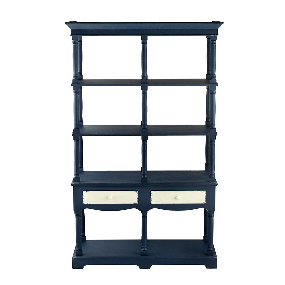 A&B Home Gerald 51" x 82" Bundle of 3 Rectangular Four-Tier Navy Blue Distressed Double Drawers Shelving