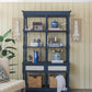 A&B Home Gerald 51" x 82" Bundle of 3 Rectangular Four-Tier Navy Blue Distressed Double Drawers Shelving