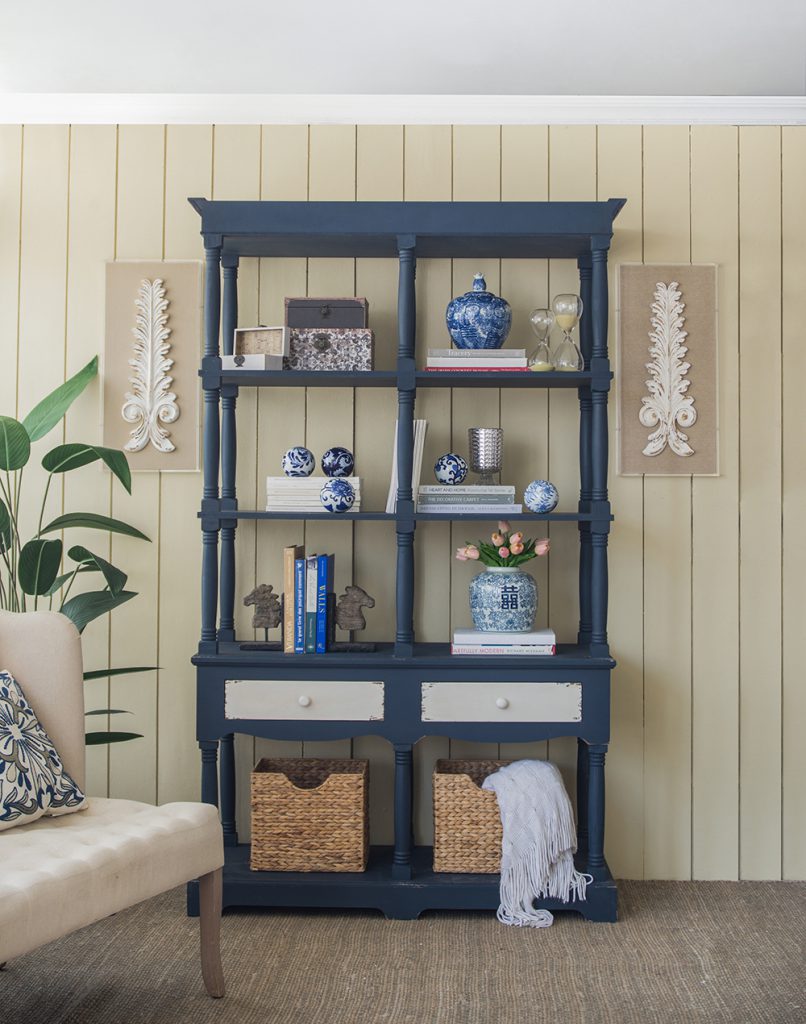 A&B Home Gerald 51" x 82" Bundle of 3 Rectangular Four-Tier Navy Blue Distressed Double Drawers Shelving