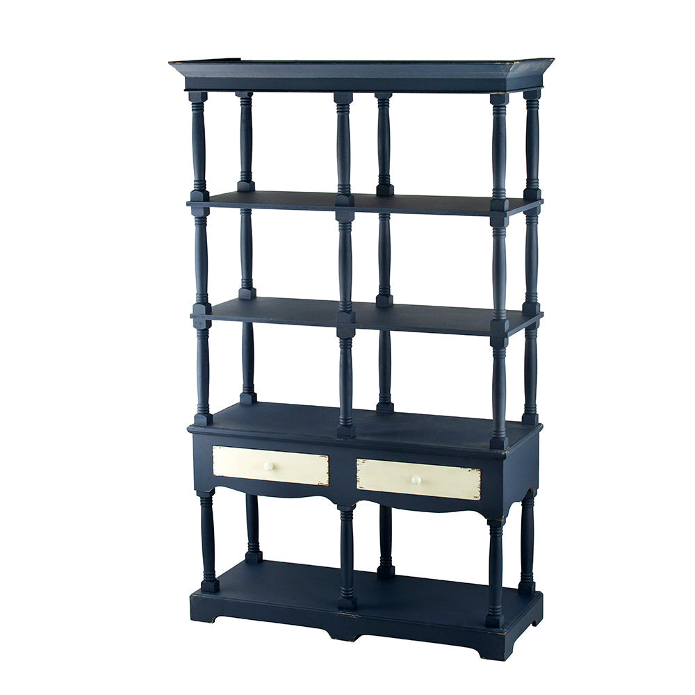 A&B Home Gerald 51" x 82" Bundle of 3 Rectangular Four-Tier Navy Blue Distressed Double Drawers Shelving