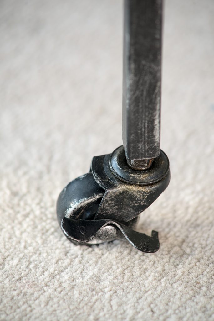 A&B Home Gilbert 17" x 27" Bundle of 24 Round Antique Silver Frame Rolling Side Table With Glass Tabletop