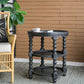 A&B Home Hilton Head 24" x 25" Bundle of 10 Round Three-Tier Black Wood Rattan Side Table