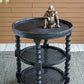 A&B Home Hilton Head 24" x 25" Bundle of 10 Round Three-Tier Black Wood Rattan Side Table