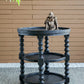 A&B Home Hilton Head 24" x 25" Bundle of 10 Round Three-Tier Black Wood Rattan Side Table