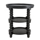 A&B Home Hilton Head 24" x 25" Bundle of 10 Round Three-Tier Black Wood Rattan Side Table