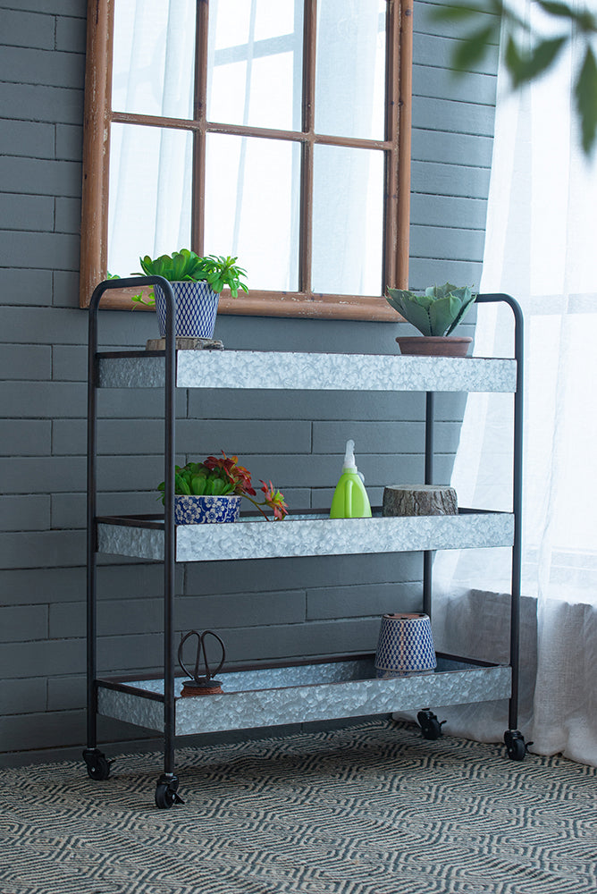 A&B Home Homestead 35" x 40" Bundle of 15 Three-Tier Design Black Finish Galvanized Shelving