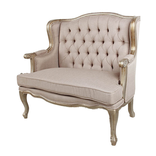 A&B Home Hudson Heritage Sette 45" x 41" Bundle of 3 Two-Seater Cream With Metallic Champagne Trim Chair