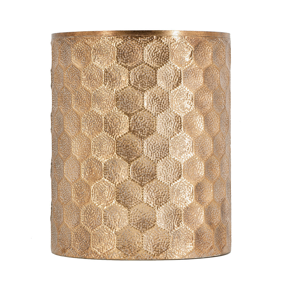 A&B Home Imelda 17" x 20" Bundle of 18 Drum-Shaped Bronze Metal Side Table With Honeycomb Pattern