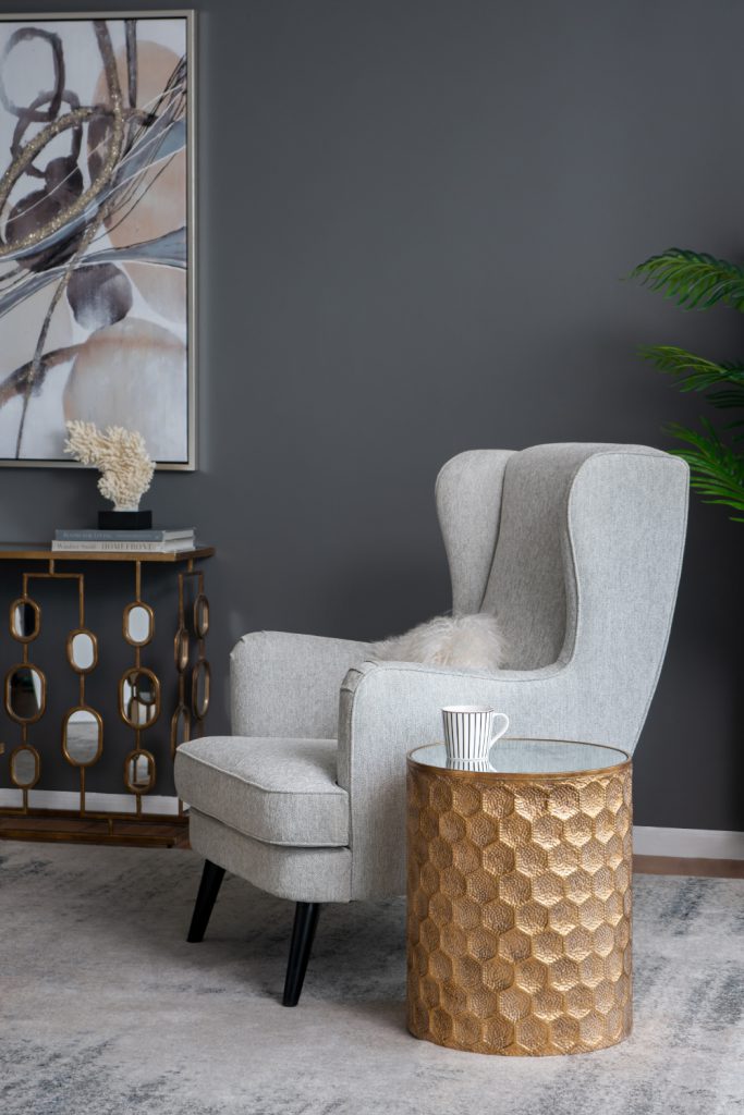 A&B Home Imelda 17" x 20" Bundle of 18 Drum-Shaped Bronze Metal Side Table With Honeycomb Pattern