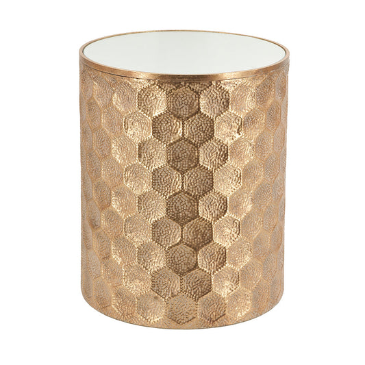 A&B Home Imelda 17" x 20" Bundle of 18 Drum-Shaped Bronze Metal Side Table With Honeycomb Pattern