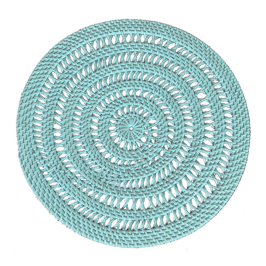 A&B Home Ivory Coast 13" Bundle of 103 Bright Blue Rattan Placemat
