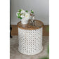 A&B Home Jali Set of Two Bundle of 7 White Cylinder Cutting Side Table With Brown Wooden Tabletop