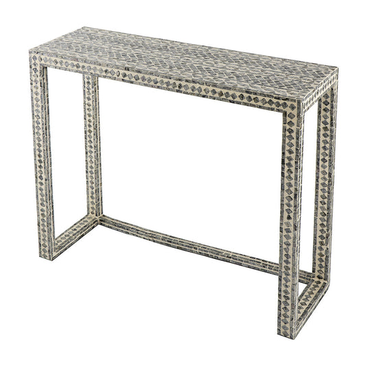A&B Home Janus 35" x 31" Bundle of 11 Black and White Capiz Inlay Console Table