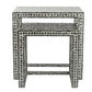 A&B Home Janus Set of 2 Bundle of 9 Gray and Ivory Rectangular Graphic Pattern Nested Table