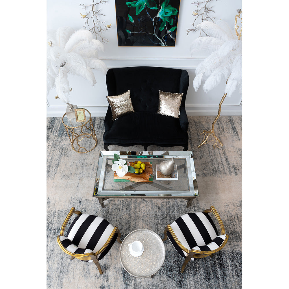 A&B Home Jordan 51" x 18" Bundle of 5 Clear Mirror Tabletop With Wood Base Coffee Table