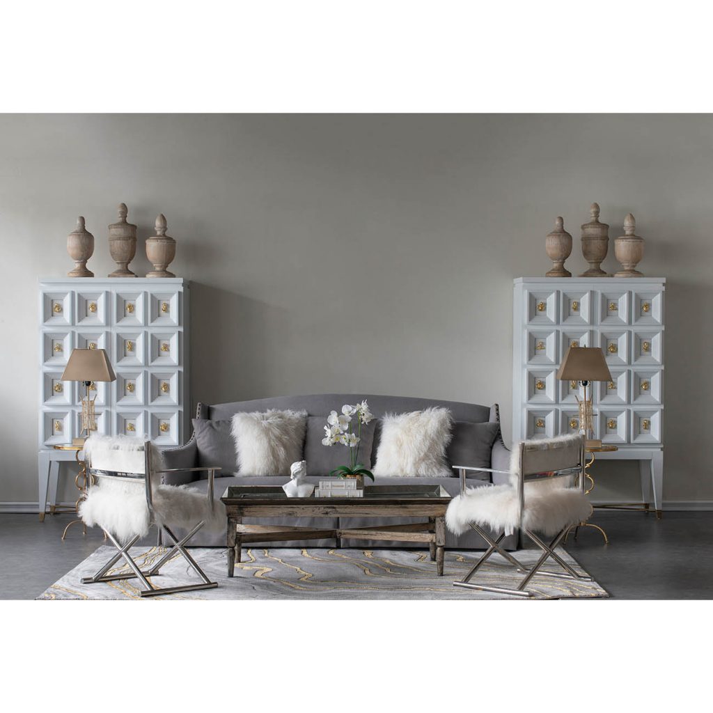 A&B Home Jordan 51" x 18" Bundle of 5 Clear Mirror Tabletop With Wood Base Coffee Table