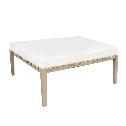 A&B Home Lanai 43" x 43" Bundle of 6 Square-Shaped White Teak and Rattan Table