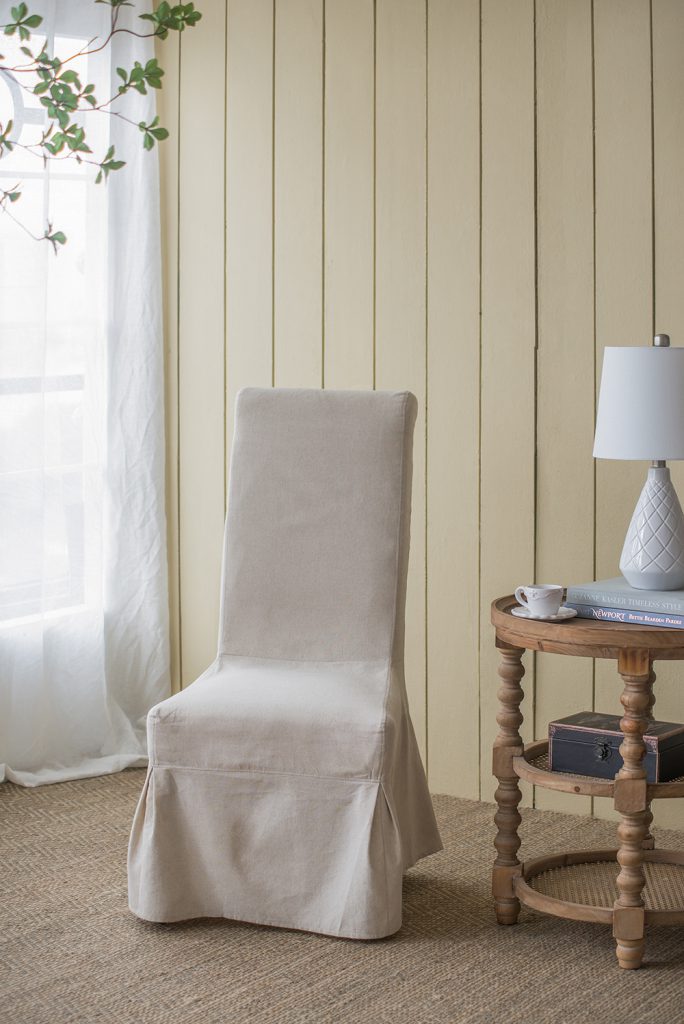 A&B Home Laramie Parsons 25" x 43" Bundle of 9 Neutral Brown With White Skirted Dining Chair