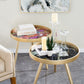 A&B Home Livonia 24" x 19" Bundle of 17 Round Marble Black Tabletop With Tri Leg Gold Side Table