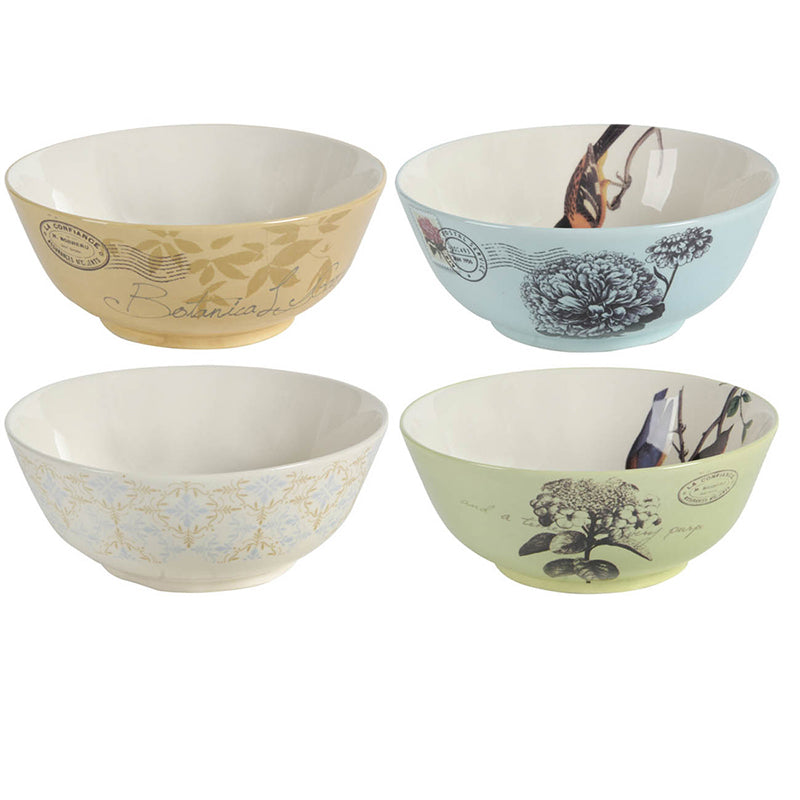 A&B Home Lottie 6" Set Of Four Bundle of 64 Round Botanical Print Ramekin Bowls