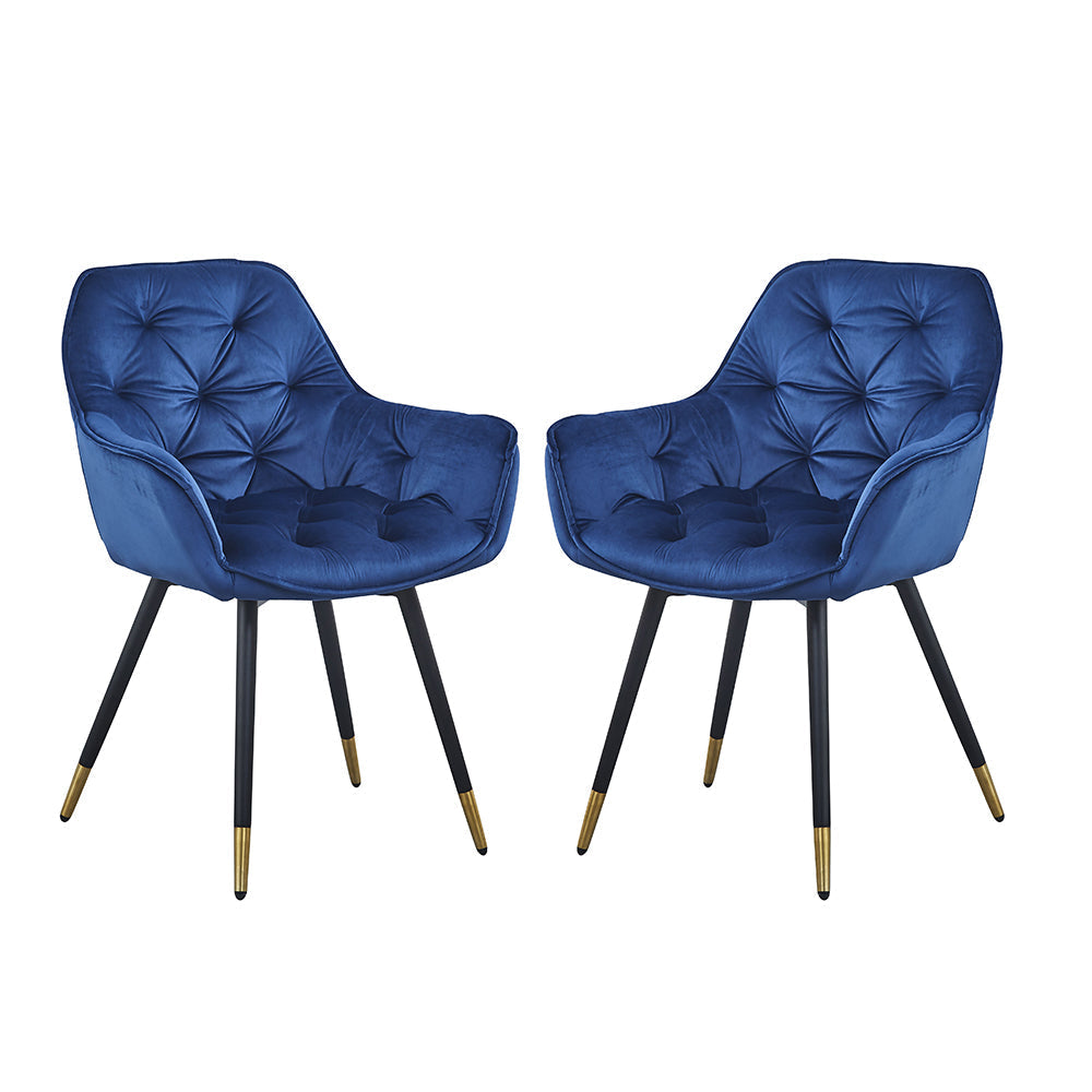 A&B Home Luppino 24" x 34" Set of Two Bundle of 7 Tufted Blue Velvet Dining Chairs