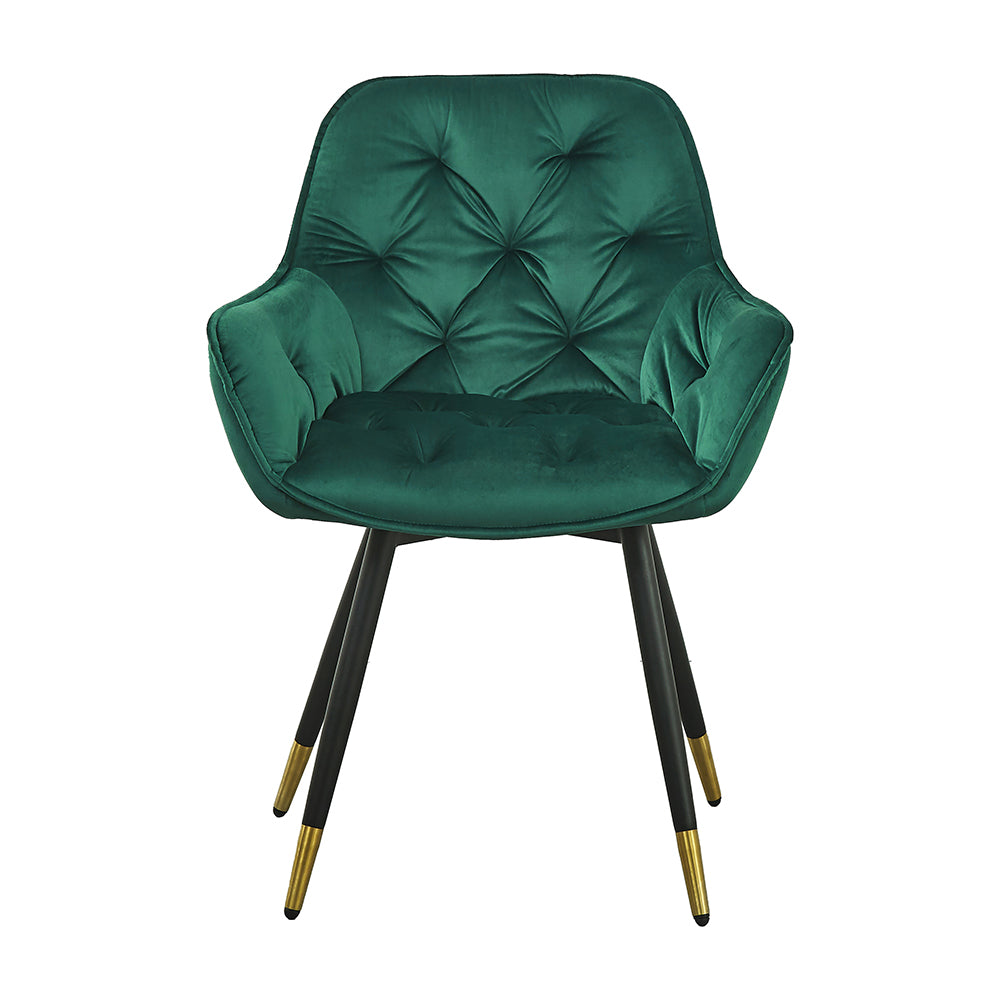 A&B Home Luppino 24" x 34" Set of Two Bundle of 7 Tufted Green Velvet Dining Chairs