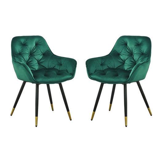 A&B Home Luppino 24" x 34" Set of Two Bundle of 7 Tufted Green Velvet Dining Chairs