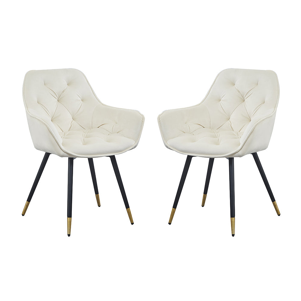 A&B Home Luppino 24" x 34" Set of Two Bundle of 7 Tufted White Velvet Dining Chairs