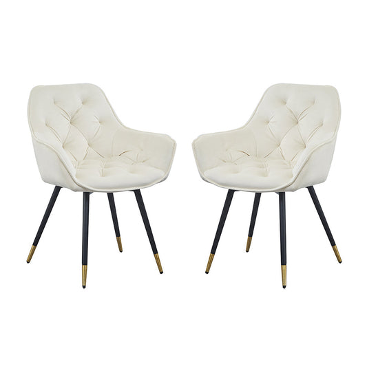 A&B Home Luppino 24" x 34" Set of Two Bundle of 7 Tufted White Velvet Dining Chairs