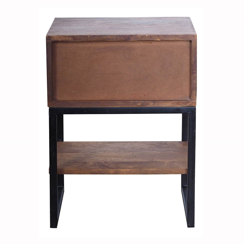 A&B Home Mateo 16" x 22" Bundle of 7 Wood Tabletop With Black Bedside Table