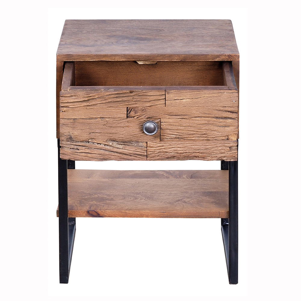 A&B Home Mateo 16" x 22" Bundle of 7 Wood Tabletop With Black Bedside Table