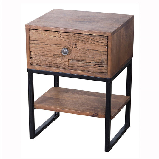 A&B Home Mateo 16" x 22" Bundle of 7 Wood Tabletop With Black Bedside Table