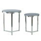 A&B Home Meeda Set of 2 Bundle of 8 Round Silver With Stainless Steel Base Nesting Tables