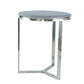 A&B Home Meeda Set of 2 Bundle of 8 Round Silver With Stainless Steel Base Nesting Tables