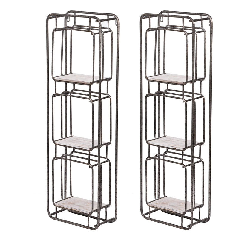 A&B Home Metro 12" x 36" Bundle of 26 Two Antique Nickel Metal Frame Three-Tiered Wood Shelves