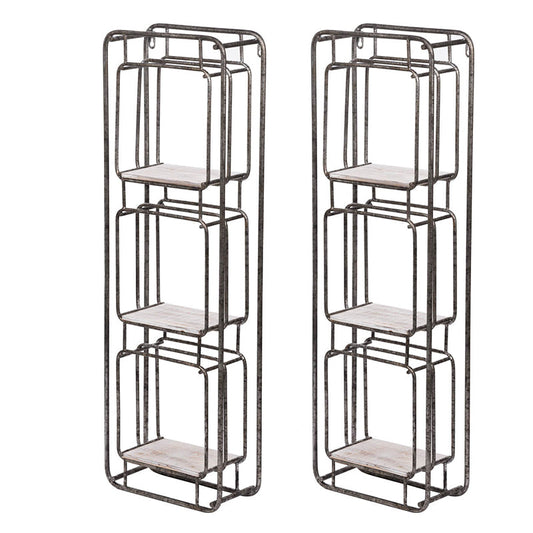 A&B Home Metro 12" x 36" Bundle of 26 Two Antique Nickel Metal Frame Three-Tiered Wood Shelves