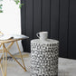 A&B Home Metro Garden 13" x 18" Bundle of 21 Round Black and White Geometric Design Pedestal Stool