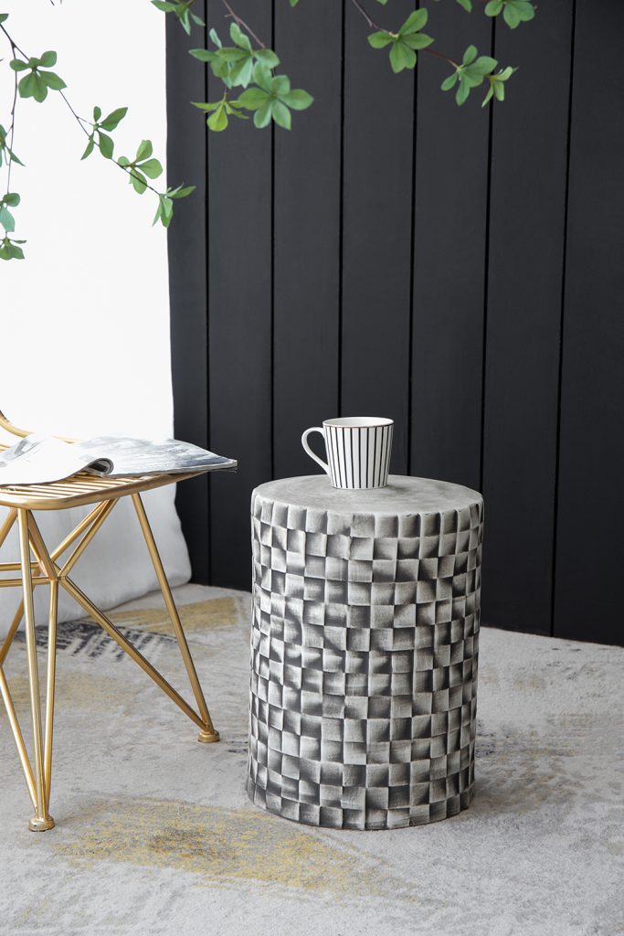 A&B Home Metro Garden 13" x 18" Bundle of 21 Round Black and White Geometric Design Pedestal Stool