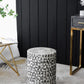 A&B Home Metro Garden 13" x 18" Bundle of 21 Round Black and White Geometric Design Pedestal Stool