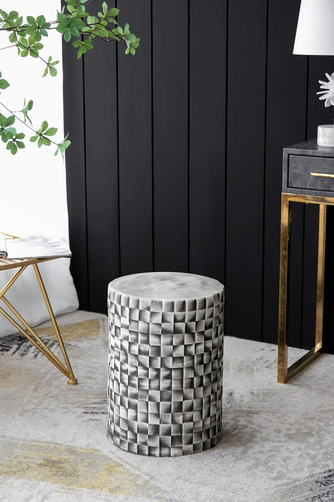 A&B Home Metro Garden 13" x 18" Bundle of 21 Round Black and White Geometric Design Pedestal Stool